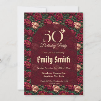 Contemporary Peonies Flower Surprise Birthday  Einladung