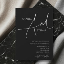 Contemporary Script Moody Black Wedding