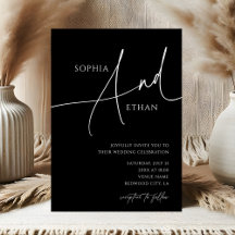 Contemporary Script Moody Black Wedding