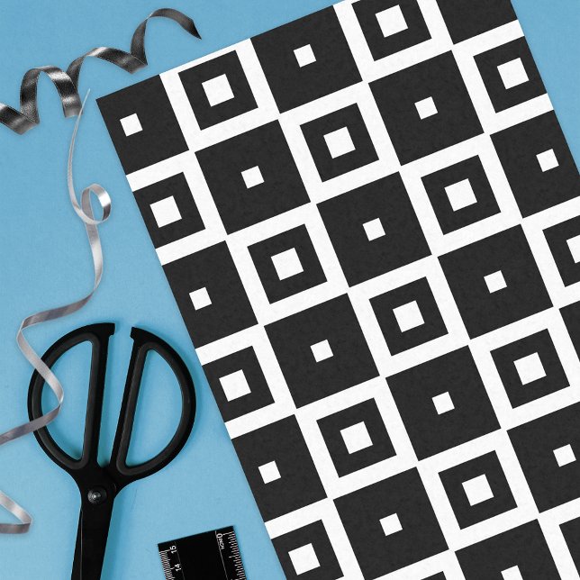 Contemporary Trendy Black & White Squares Pattern Seidenpapier (Von Creator hochgeladen)