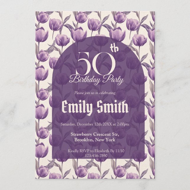 Contemporary Tulip Charm Boho Birthday Einladung (Vorderseite)