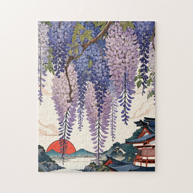 Contemporary ukiyoe, Wisteria japonica Puzzle (Vertikal)