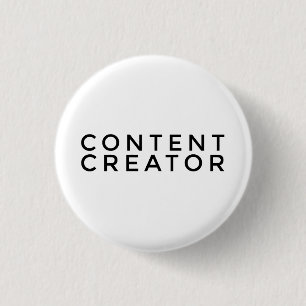 Content Creator 3 cm Button Abzeichen (Schwarz auf