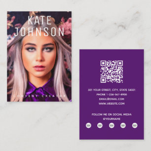 Content Creator Influencer Foto Lila Modern Visitenkarte