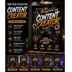 Content Creator Poster YouTube Studio Wandkunst