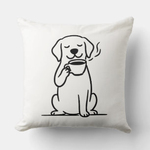 Content Hund Kaffee Stimmung Kissen