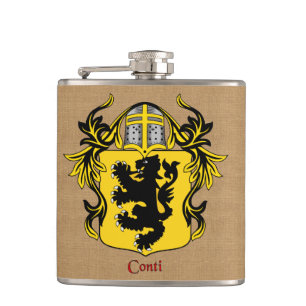 Conti Heraldischer Schild mit Helm und Mantle Flachmann
