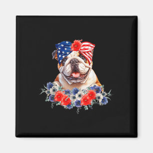 Continental Bulldog Hund Byndana American Flag 4. Magnet