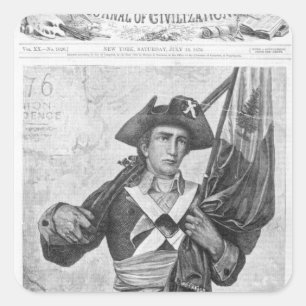 Continental Soldier mit einer Moschusenflagge Quadratischer Aufkleber