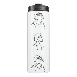 Continuous Line Fashion Woman Seamless Pattern - E Thermosbecher