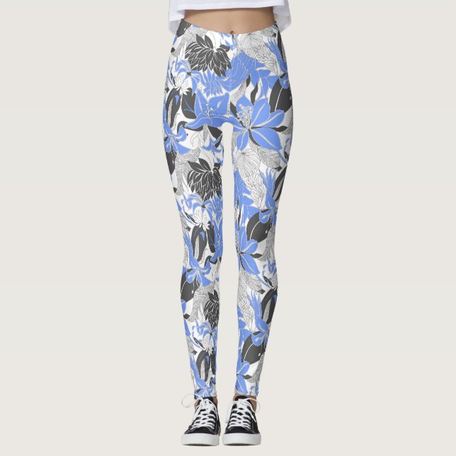 Contour Hawaii Tropical Lily and Protea Floral Leggings (Vorderseite)
