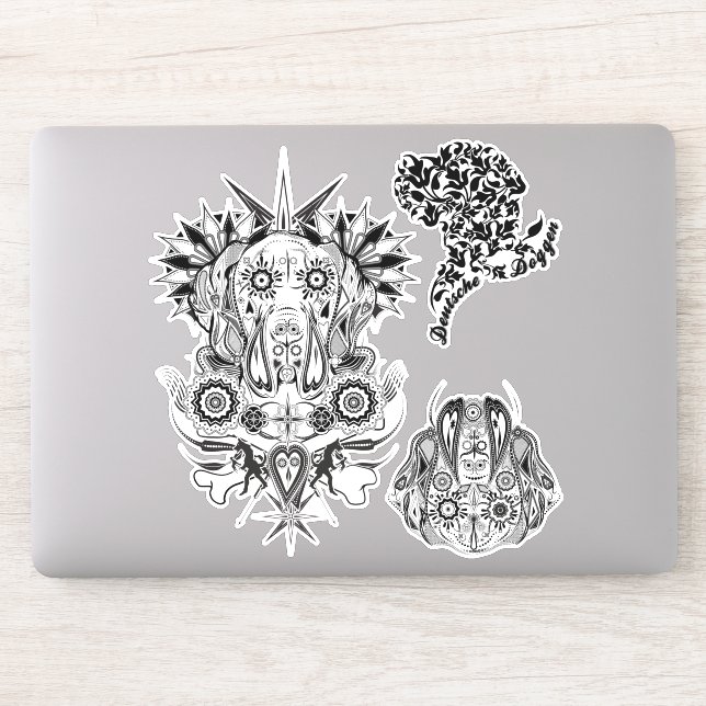 Contour Sticker Great Dane Tattoo Style (Computer)