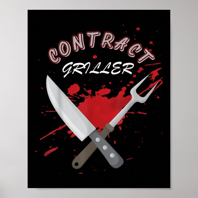 Contract Griller Funny Grill Barbecue Grillen Shir Poster (Vorne)