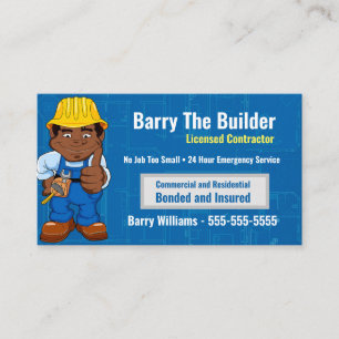 Contractor Cartoon Afro American Business Card Visitenkarte