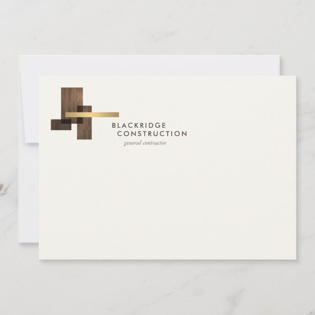 Contractor Construction Business Ivory Notecard Mitteilungskarte (Vorderseite)