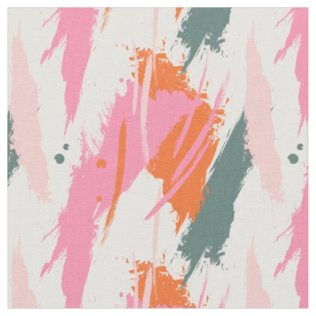 Contrast brush strokes pink green red  stoff (Nahaufnahme)