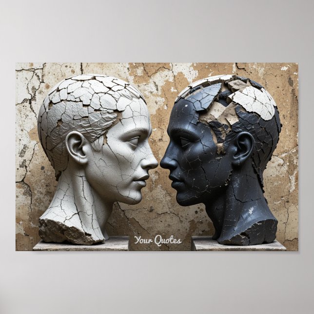 Contrasting Plaster and Obsidian Busts Poster (Vorne)