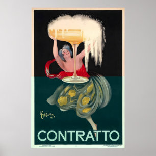 Contratto Food and Beverage Vintage Reiseplakat Poster