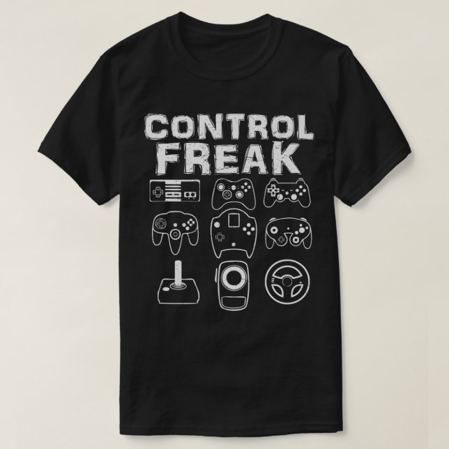 CONTROL FREAK Funny Retro Video Game Player Teen B T-Shirt (Design vorne)