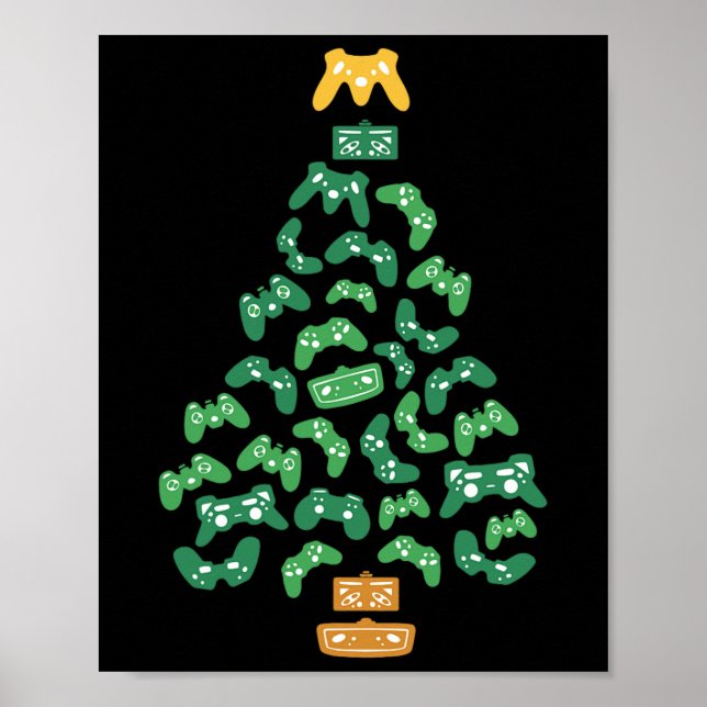 Controller Christmas Tree Pajama Cool Xmas Gaming Poster (Vorne)
