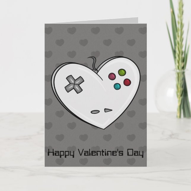 Controller Heart Gamer Valentine Feiertagskarte (Vorderseite)