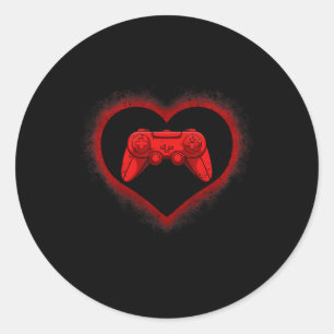 Controller Heart Valentinstag Cool Gaming Gamer Runder Aufkleber