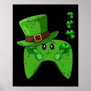 Controller Kleeblatt St Patricks Day Gaming Gamer Poster