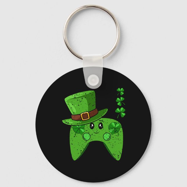 Controller Kleeblatt St Patricks Day Gaming Gamer Schlüsselanhänger (Vorderseite)