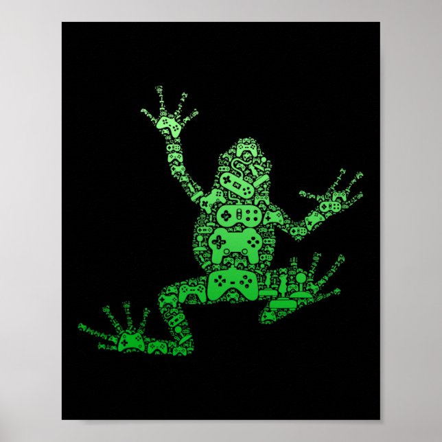Controller Men Boys Kids Teens - Video Gamer Frosc Poster (Vorne)