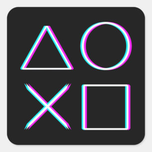 Controller-Tasten Neon-Glitch-Art Gamer Quadratischer Aufkleber