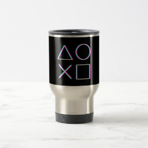 Controller-Tasten Neon-Glitch-Art Gamer Reisebecher