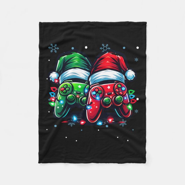 Controller-Weihnachtsmannmütze WeihnachtsGamer Fleecedecke (Vorderseite)