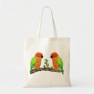 Conure Papageien-Liebe auf Blumenniederlassung Tragetasche
