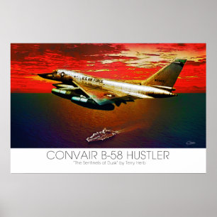 Convair B-58 Hustler Supersonic Jet Flying @ Dusk Poster