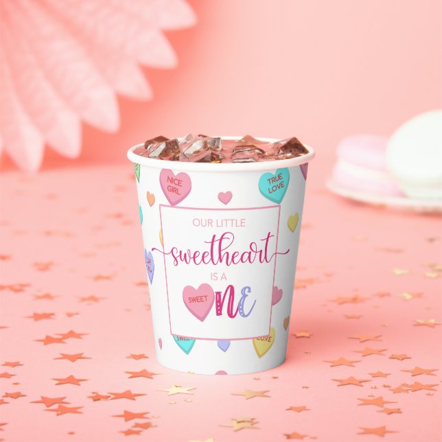 Conversation Hearts 1. Geburtstag Party Cup Pappbecher (Insitu)