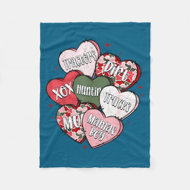Conversation Hearts Camo Valentine's Day Men Boys  Fleecedecke (Vorderseite)