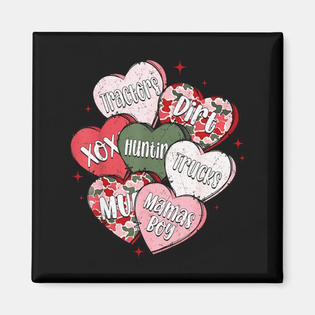 Conversation Hearts Camo Valentine's Day Men Boys  Magnet (Vorne)