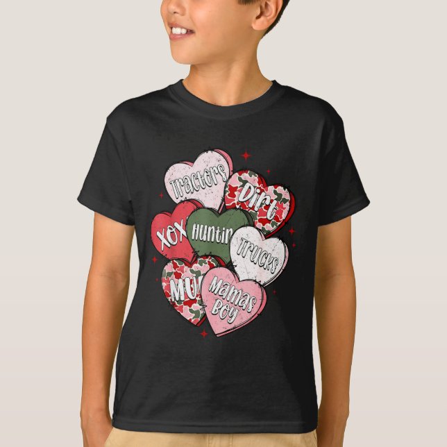 Conversation Hearts Camo Valentine's Day Men Boys  T-Shirt (Vorderseite)