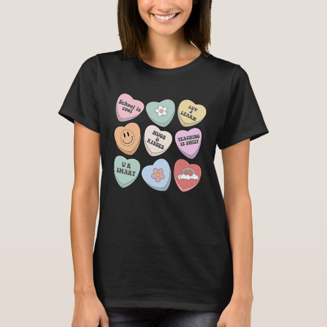 Conversation Hearts Groovy Valentines Day Cute Tea T-Shirt (Vorderseite)