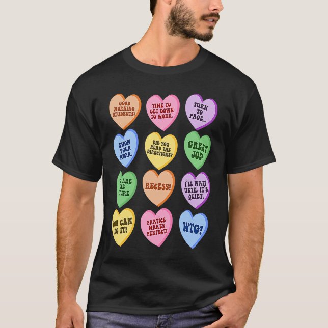 Conversation Hearts Groovy Valentines Day Cute Tea T-Shirt (Vorderseite)