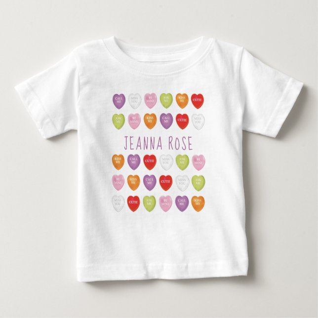 Conversation Hearts Personalisiert Baby T Shirt (Vorderseite)