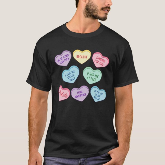 Conversation Hearts Respiratory Therapist Valentin T-Shirt (Vorderseite)