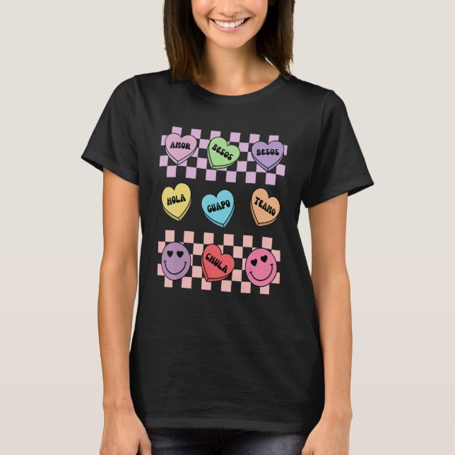 Conversation Hearts Spanish Mexican Valentines Day T-Shirt (Vorderseite)