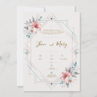 Convite de Casamento Moderno Floral Einladung
