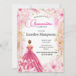 Convite  Quinceañera invitation  Floral Pink Einladung