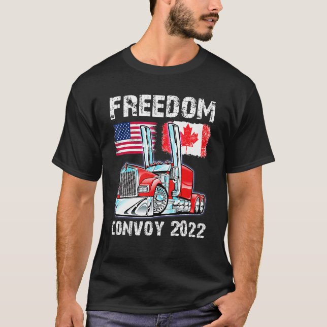 Convoy 2022 Canada & America Freedom Trucker Cheer T-Shirt (Vorderseite)