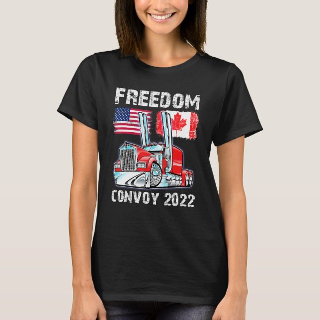 Convoy 2022 Canada & America Freedom Trucker Cheer T-Shirt (Vorderseite)