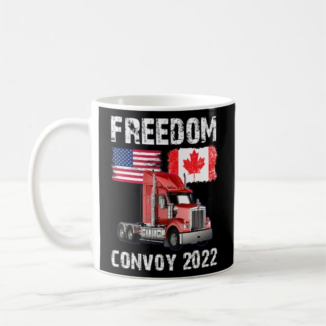 Convoy 2022 Canada Freedom Trucker Cheers Kaffeetasse (Links)