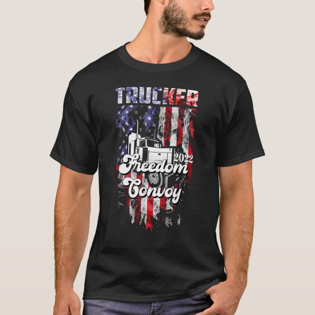 Convoy 2022 TRUC: Amerikanische Flagge - Kanada T-Shirt (Vorderseite)