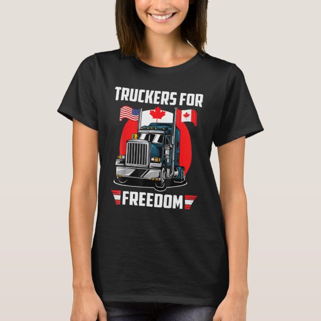 Convoy 2022 TRUC: Amerikanische Flagge - Kanada T-Shirt (Vorderseite)